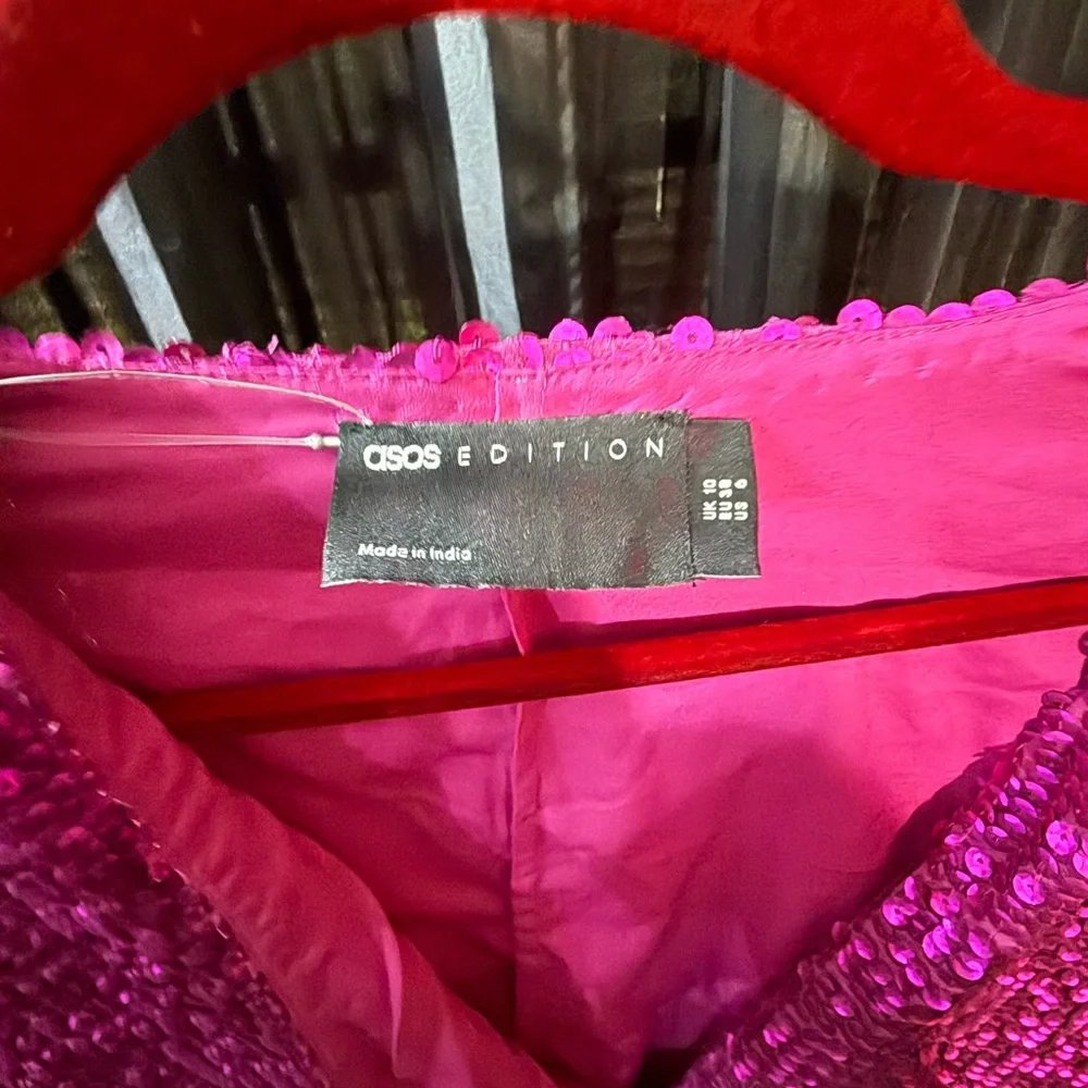 Pink Sequin Wrap Dress - Picture 2 of 5